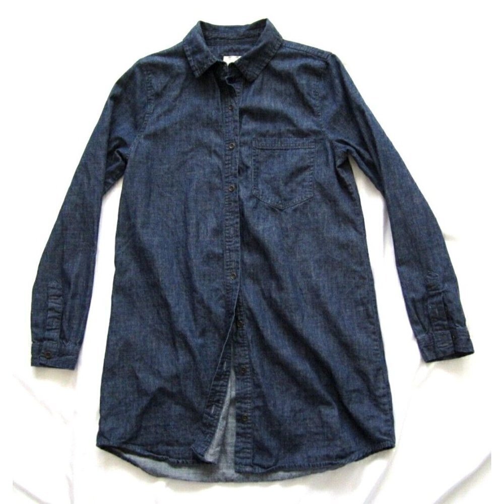 Women's Forever 21 Chambray 100% Cotton Button Up 1 Piece Dress Sz Small (WK24)